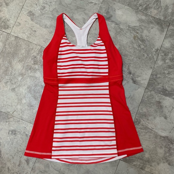 Lululemon Athletica Tops Redwhite Lululemon Striped Tank Top